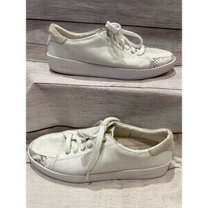 Cole Haan GrandPro Tennis Sneakers White Snake Trim Lightweight leather Size 6